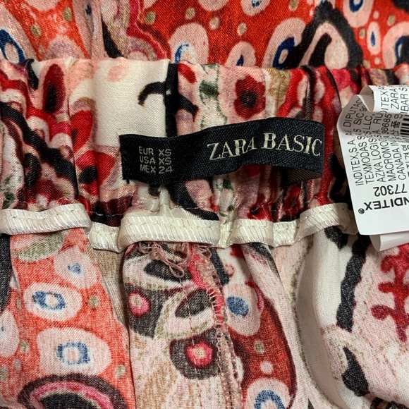 Zara Multicolor Paisley Wide-Leg Pants XS - Picture 2 of 5